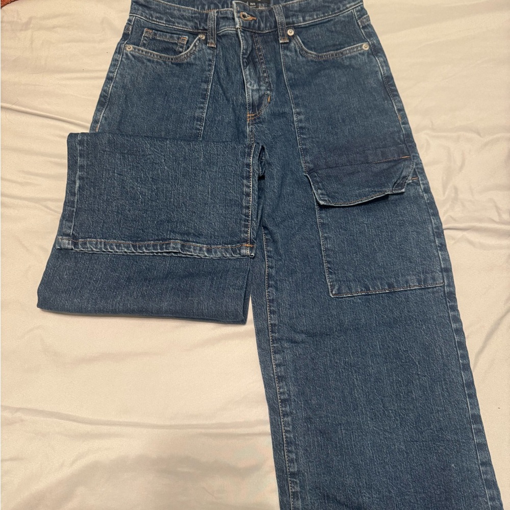 Banana Republic Mid-Rise Denim Cargo Pants